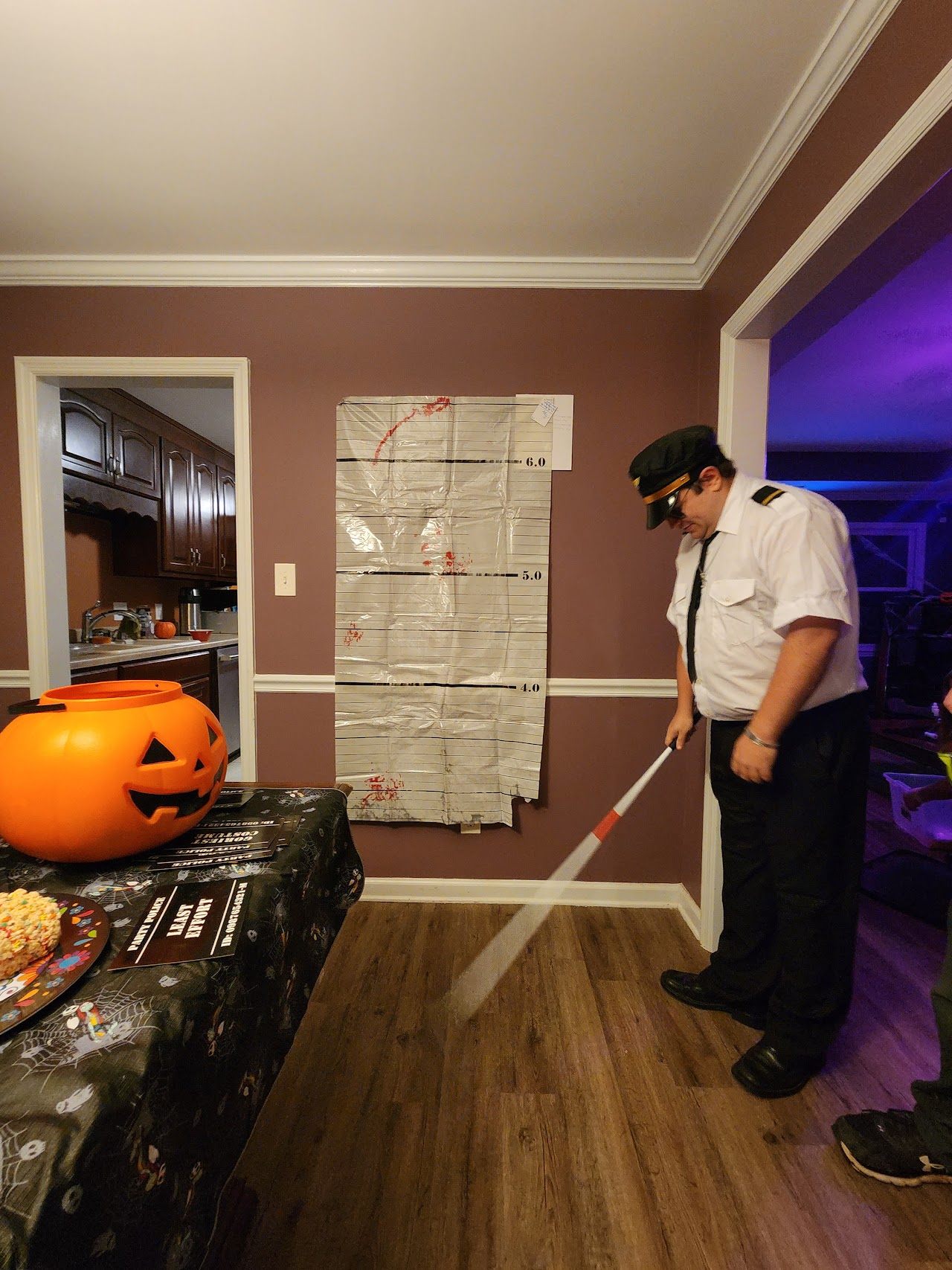 Spencer Callicott dressed as a blind pilot at a Halloween party